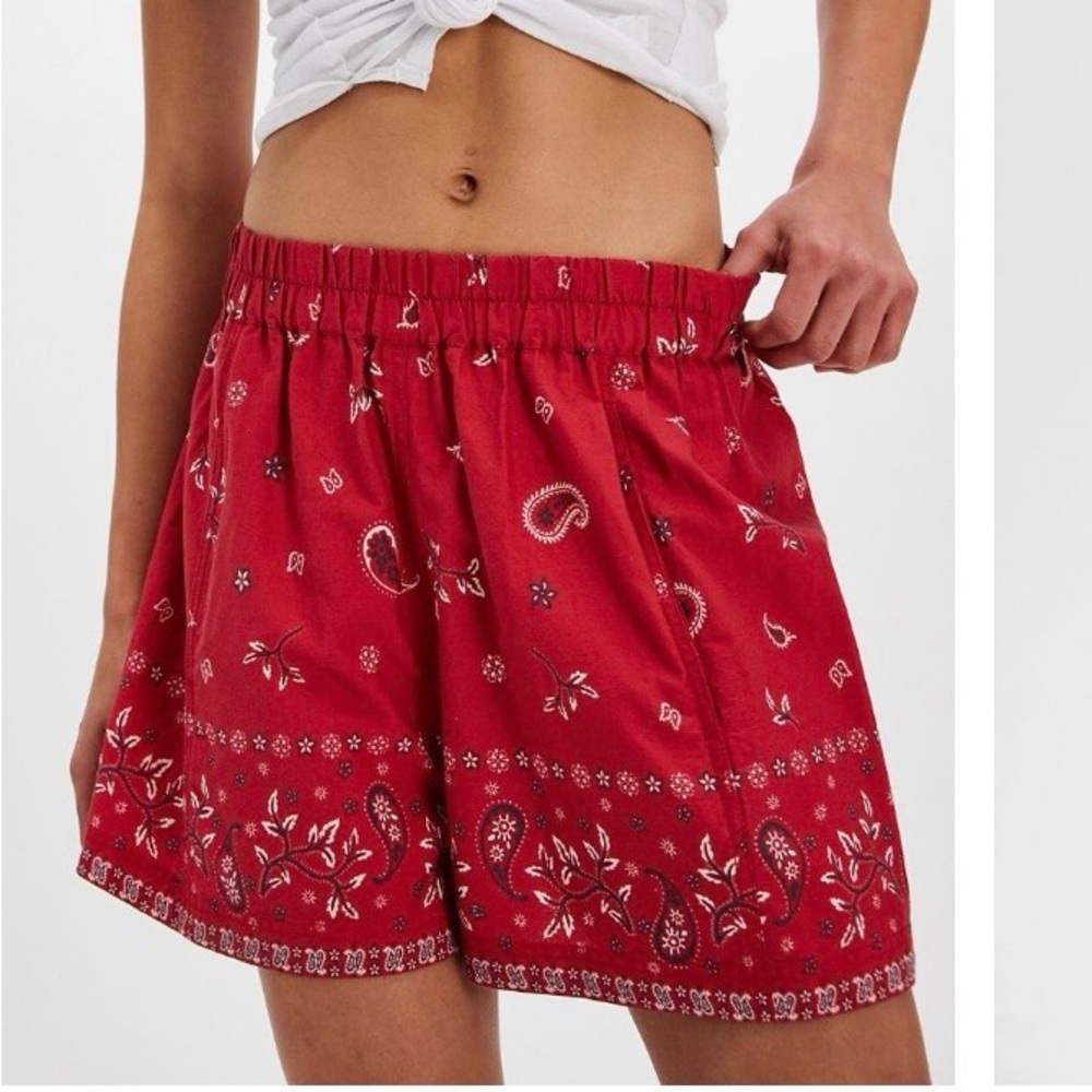 Free People Get Free Bandana Poplin Shorts